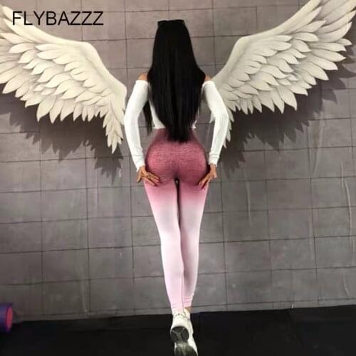 Sexy Rainbow Gradient Seamless Leggings High Waist Tummy Control Squant Jogging Women Fitness Sport Stretchy Yoga Pants Leggings