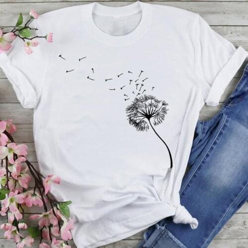 Women Graphic Plant Lovely Printing 90s Cartoon Fashion Summer Female Clothes Print Short Sleeve Tops Tees Tshirt T-Shirt