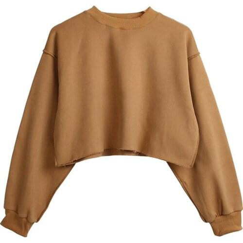 Womens autumn sweatshirts much color to be choose o-neck short pullover tops loose casual clothes for ladies