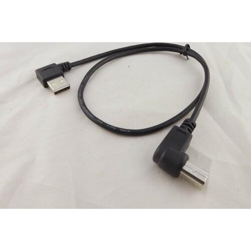 1pcs USB 2.0 A Male Right Angle To USB B Male Right Angle 90°Printer Scanner Cable 50cm