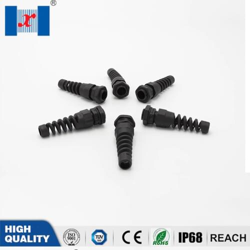 10pcs IP68 Waterproof PG7 Cable Gland Connector Plastic Flex Spiral Strain Relief Protector For 3-6.5mm Wire Thread