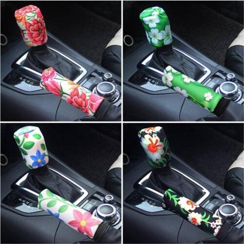 2pcs/set Neoprene Sunflower Car Steering Wheel Cover with Seat Belt Pads Winter Steering Wheel Cover