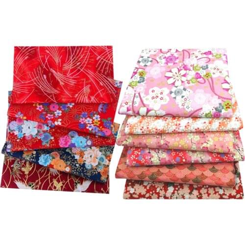 24*24cm 5/6 PCS/Lot Thick Japanese Bronzing Patchwork Fabric Floral Flower Printed Fabric for Sewing Diy Handmade Accessories