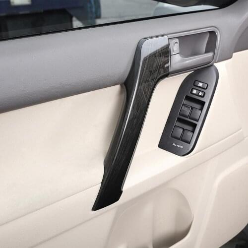4pcs Black Wood Grain ABS Car Interior Door Handle Trim for Toyota Land Cruiser Prado FJ150 150 2010-2018 Models Accessories