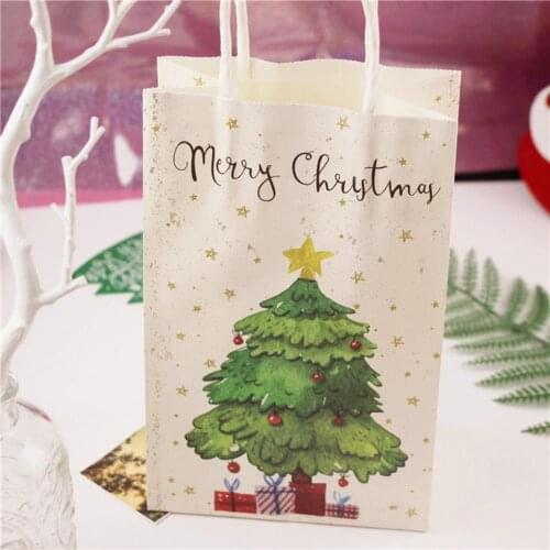5pcs Christmas Paper Gift Box Bags 2020 Christmas Decorations For Home Candy Gift Packing Plastic Paper Bag New Year Supplies