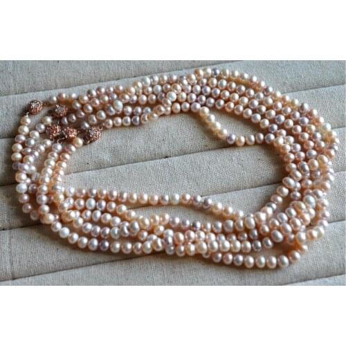 5pcs / lot 8mm white pink purple choker necklace gold flower clasp natural Freshwater PEARL Women Jewelry 43cm 17'' 35cm