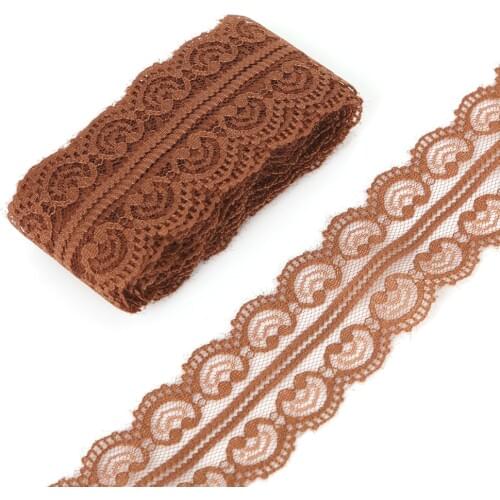 5yards/lot Brown Lace Trim Ribbon 45MM Embroidered Lace Fabric For Wedding Christmas Decorations