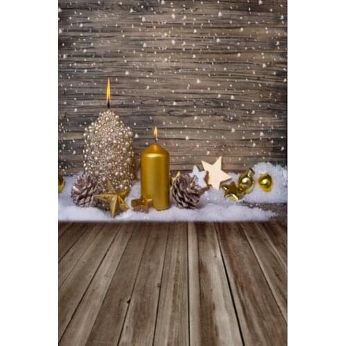 5x7ft Wooden Floor Romantic Candle for Christmas Photography Backdrops Photo Props Studio Background