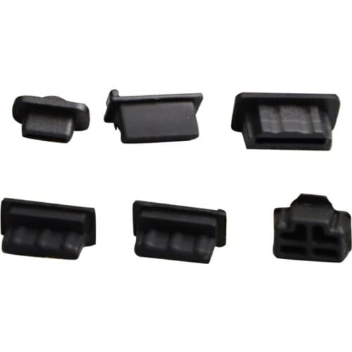 6pcs Black Silicone Dust Plugs Set USB HDM Interface Anti-dust Cover Dustproof Plug for PS5 Game Console Accessories Parts