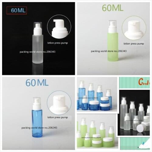 60ml frosted/green/blue/white glass bottle white pump for serum/lotion/emulsion/foundation/skin care cosmetic packing