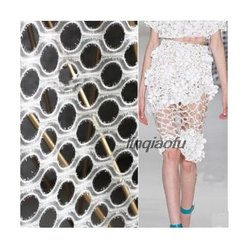 Openwork perspective big eye silver silk soft drape mesh Creative background fashion fabric