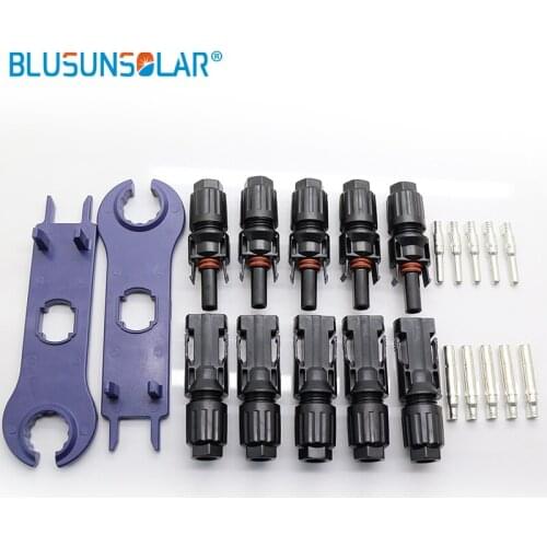 Free Shipping Cost 5 Pairs Solar Connector and Spanner and Copper/ Tin Plated Pins Terminals TUV Standard Male And Female