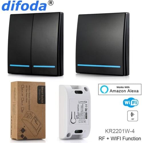 Wifi Wireless 433Mhz RF Relay Receiver Smart Home Module Lights Switch AC 220V + 86 Wall Remote Control For Ceiling Lamp difoda