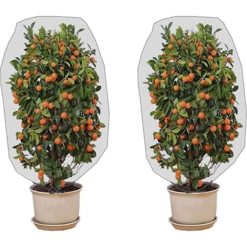 Large 2 Pack Insect Bird Barrier Netting Mesh with Drawstring 59 x39 Inch Garden Bug Netting Plant Cover for Protect Plant Fruit