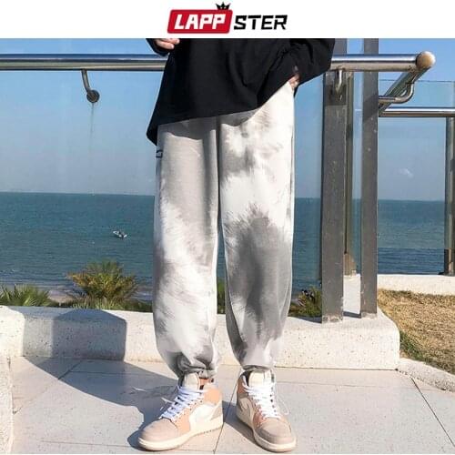 LAPPSTER Men Streetwear Tie Dye Hip Hop Sweatpants 2021 Spring Mens Fashions Japanese Harajuku Cargo Pants Male Casual Joggers
