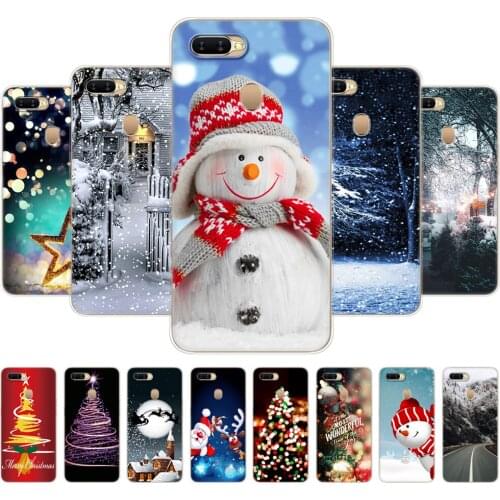 For OPPO A5S Case 6.2 inch Back Phone Cover For Oppo A 5S CPH1909 Soft Silicon TPU Bumper winter christmas snow tree new year