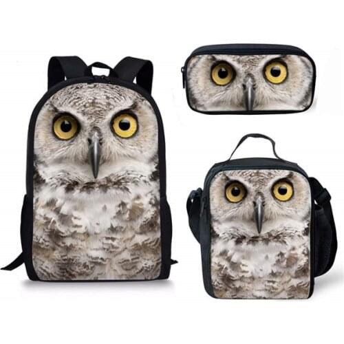 Children 3D Animal Printing Backpack Kids Primary School Bags Junior Middle Student Boy Girls Schoolbag Giraffe Owl