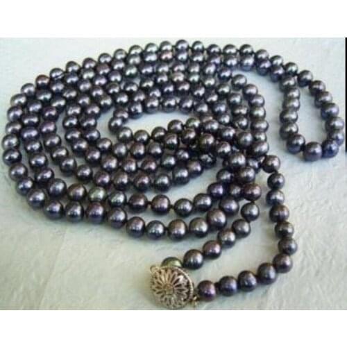 125cm 50'' 6x7mm black colors Real Pearl long necklace real Natural freshwater pearl Women Jewelry 43cm 40cm 17