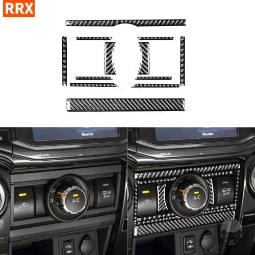 For Toyota 4Runner 2010-2020 Carbon Fiber Black Color Stickers Air Conditioning Switch Panel Button Interiors Car Accessories
