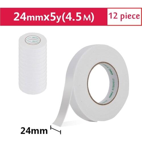 Deli Strong High Viscosity EVA Foam Double-sided Tape 24mm*5y*2.5mm 12 Rolls Office Supplies White 30412