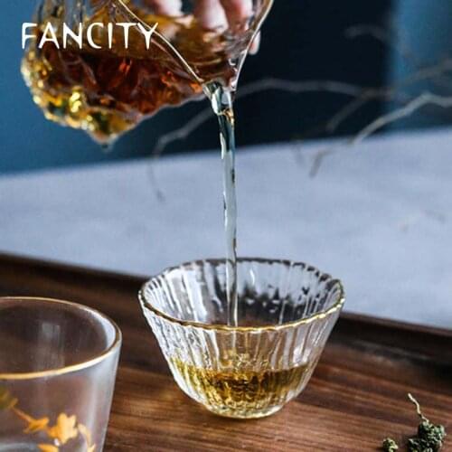 FANCITY Small glass tea cup thickened heat-resistant transparent Kung Fu tea set master tea cup tea cup Japanese style wine glas