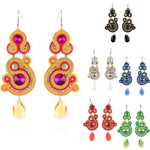 KPacTa Hanging Handmade Earrings Ethnic Jewelry Ladies Crystal Decorative Charm Earrings Accessories Birthday Pendant Jewelry