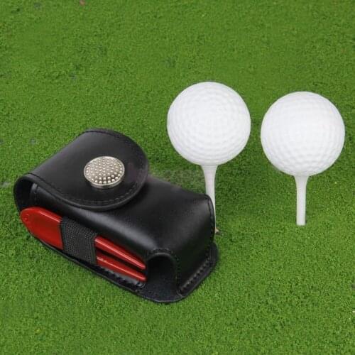 Mini Portable Leather Clip On Golf Ball Holder Pouch Bag Hold 2 Balls Golfer Aid Tool Gift Black