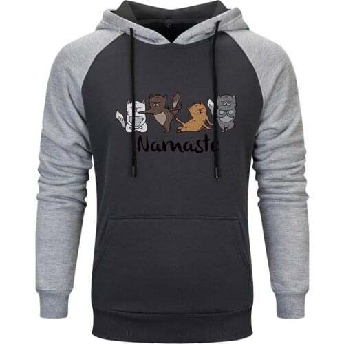 Namaste Print Mens Raglan Hooded Streetwear Fashion Sweatshirts and Hoodie Leisure Pullovers Tops Clothing Fall Supoleron Hombre
