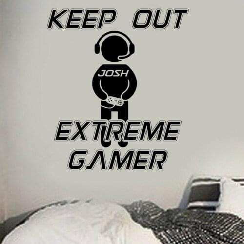 Gaming Custom Art Wall Decal Vinyl Boys personalised Name Video Game Wall Sticker Game Room Boys Bedroom Decoration Mural Z729