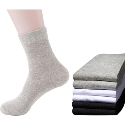 5Pair Men Sock Combed Cotton Men Sock Deodorant Sweat-Absorbent Tube Durable Black White Pure-color Men Sock Casual High Quality
