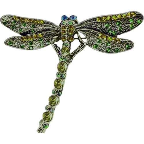 New Fashion Insect Dragonfly Rhinestone Brooches Women Retro Style Luxurious Shiny Brooch Pins Boutonniere Clothing Accessories