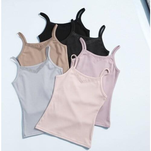 Winter Autumn Pure Cotton Knitted Backing Condole Belt Vest Velvet Camis Brief Paragraph Small Vest Sleeveless Top