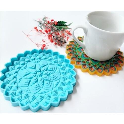 Coaster Epoxy Resin Mold Cup Mat Casting Silicone Mould DIY Crafts Home Decoration Ornaments Making Tools