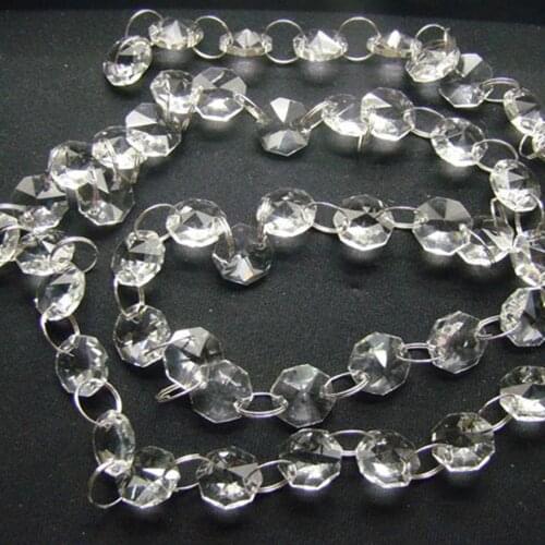 Handmade 6.6ft Acrylic Crystal Prism Clear Chandelier Crystals Octagonal Beads Chain Home Decor Accessories 200cm