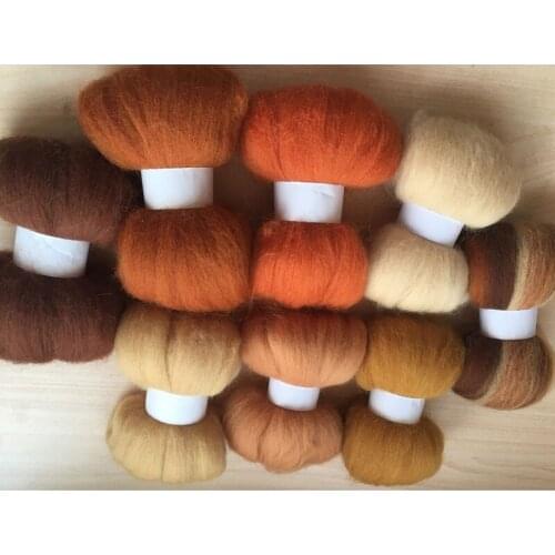 Wool needle felt poke fun DIY roving felt 100% merino wool fiber Brown color 10g/8pcs/lot