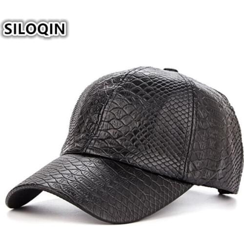 SILOQIN Unisex Hat Classic PU Baseball Caps Spring Autumn Adjust Size Crocodile Pattern Visor Cap Snapback Male Bone Dads Hats