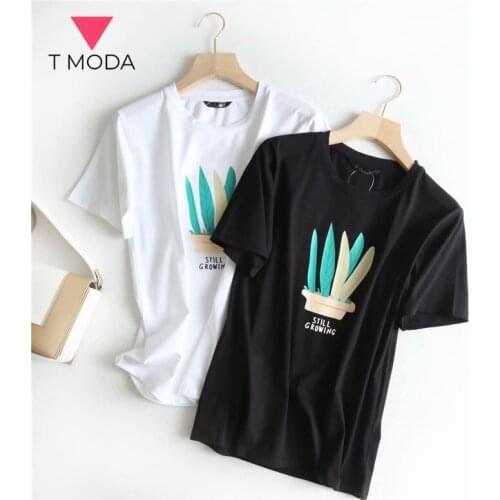 T MODA 2021 Summer Short Sleeve Black White T-shirt Women Cotton Bottoming Shirt Ins T-shirt Women Casual Tops For Female Girl