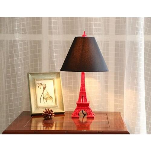 Fabric Lampshade Metal Base Paris Style Eiffel Tower Decoration Table Lamps Desk Lights Bedroom Beside Lighting