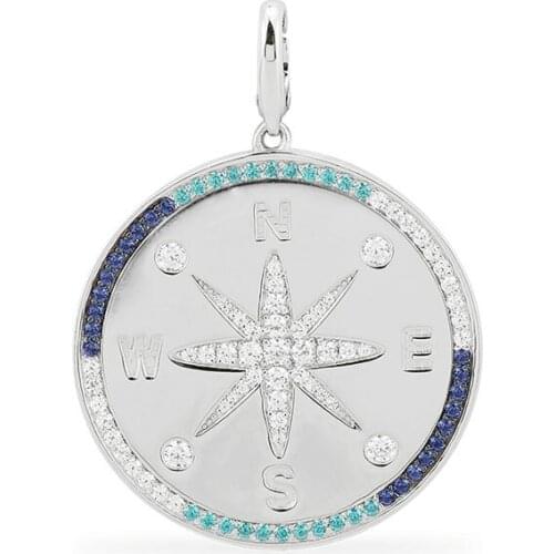 UMGODLY Fashion Boussole Pendant Micro Cubic Zirconia Charm Hollow out Silver Color Lucky Heart Women Jewelry For Neckalce