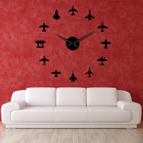 Explosion Acrylic Mirror Large Airplane Wall Clock European Living Room Oversized DIY Wall Clock