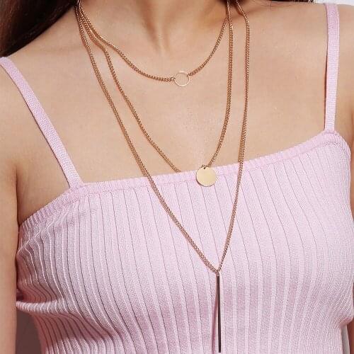 New Necklace 2021 Multi-layer Necklaces for Women Sequined Pendant Sweater Chains Necklace Jewelry Wholesale Collares