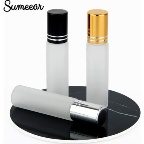 100 Pieces/Lot 10ml Frosted Glass Roll On Essential Oil Mini Perfume Bottle Vial Travel Empty Perfume Sample Bottle