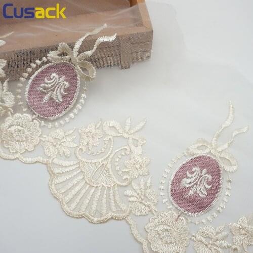 2 yards 182 cm 21 cm Lace Ribbon Trim for Sofa Cover Curtain Home Textiles Trimmings Embroidered Applique Purple Cusack