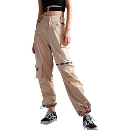 2020 Chic Khaki Female High Waist Joggers Cardo Women Ankle Length Pants Cool Black Trousers