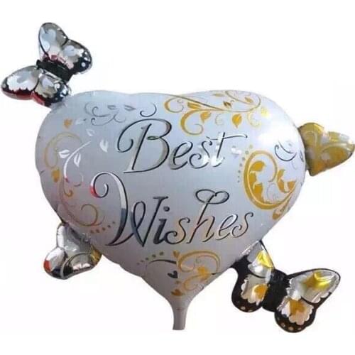 5pcs/lot Best wishes Butterfly love heart shape foil balloons wedding decoration birthday globos Event party supplies