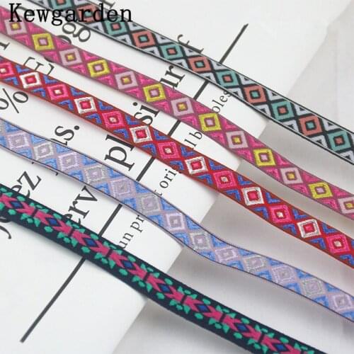 Kewgarden DIY Hair Bow Accessories Embroidered Fabric Ribbon 1" 10mm Handmade Tape Sewing Crafts 11 Yards