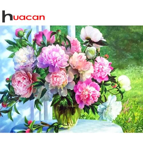 Huacan Diamond Painting Full Square New Arrival Flower 5D DIY Diamond Embroidery Mosaic Peony Home Decor
