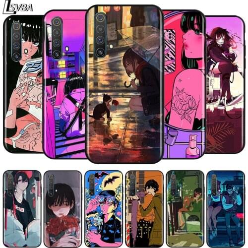Anime Neon Color Art Girl For OPPO Reno3 2 F Z A ACE 10X Zoom 5G Matte Black Phone Case