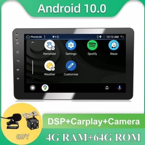 Android 10.0 Single Din GPS multimedia player 4G+64G Car Radio Audio Stereo Player PC Head unit with Steering Wheel Control MAP