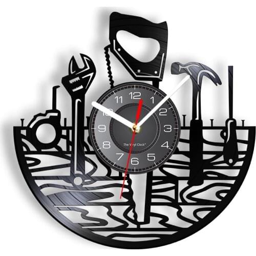 Car Garage Tools Vinyl Record Wall Clock Auto Repair Mechanic Service Vintage Watch Repairman Gift Nobleflash Workshop Decor